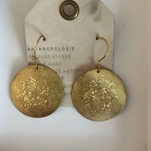 Anthropologie Wavy Disc Gold Plated Earrings